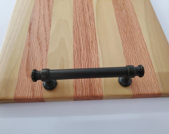 Handcrafted Hardwood Serving Tray | Food Safe Charcuterie Board with Rounded Metal Handles
