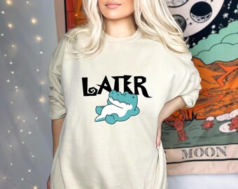 Later Gator Shirt, Vintage Y2K Baby Tee, Retro Alligator Print Cropped T-Shirt, Aesthetic Graphic Tee,Trendy 90s & 2000s Fashion, Later Tee