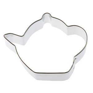 Peut inclure: Emporte-pièce en métal argenté brillant en forme de théière. Le découpoir a un contour simple avec un bec, une anse et un couvercle. Idéal pour faire des biscuits sur le thème du thé.
