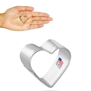 Mini Heart Cookie Cutter 1 in M21, Handmade in the USA, Tin-Plated Steel