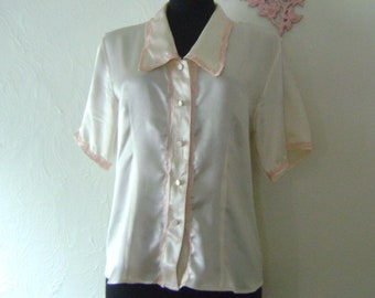 Silk Shirt - tattered rose romance- Pure Silk sz. medium