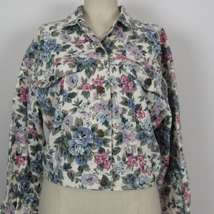 Vintage 1980s Loose fit floral jean jacket