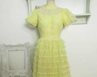 Dreamy Yellow Chiffon layered "cupcake" dress