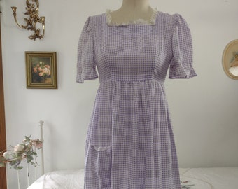 Lavender Gingham Prairie Girl Maxi Dress