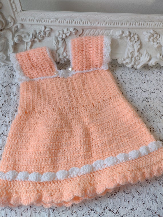 Peach vintage baby dress. Small baby or doll dress