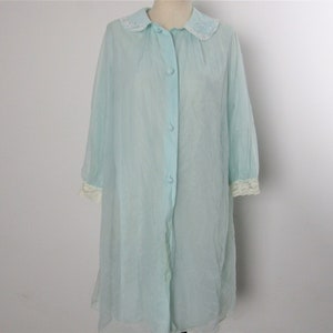 1950s aqua Blue chiffon Robe size medium