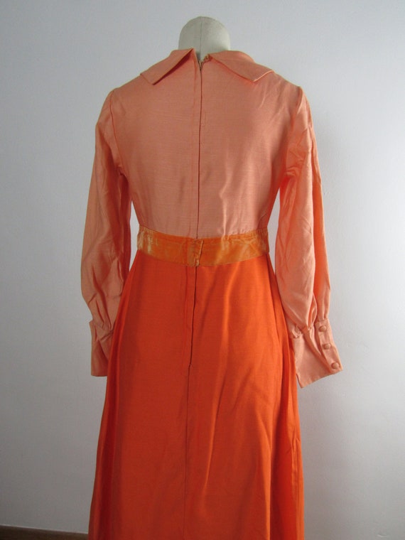 1970s Juicy Orange Formal Dress - Medium - image 4