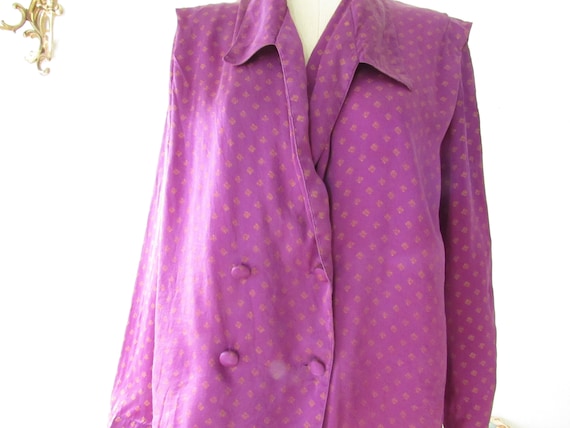 Purple Silk Pajama top - medium - image 4