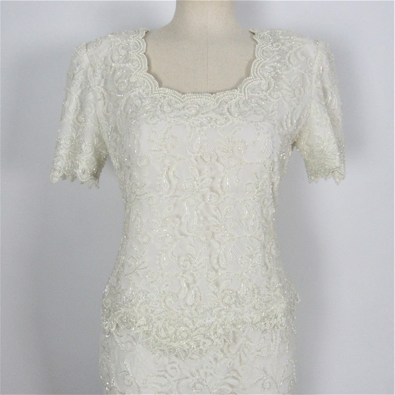 Vintage 1980s beaded white gown - Bling Dress - image 6