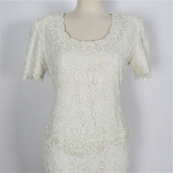 Beaded Cream Gown. Bridal 2nd wedding dress. Semi