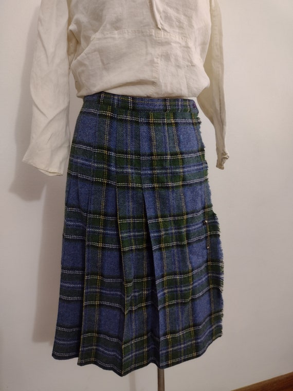 Ladies Blue Denim And Tartan Kilt or Skirt main image 1
