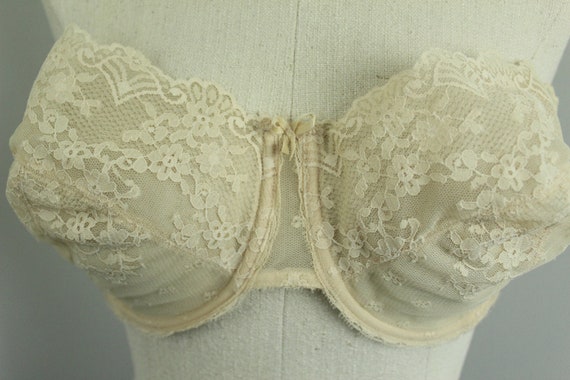 Nude lace bra - 36D Sheer lace strapless brassiere