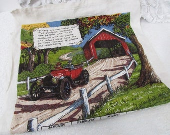 1978 Vintage Country bridge LINEN Tea Towel