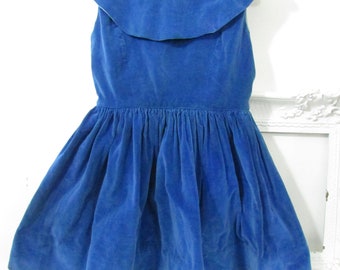 Red Velvet Childs Dress // 1960s Blue Velvet Christmas Holiday Jumper