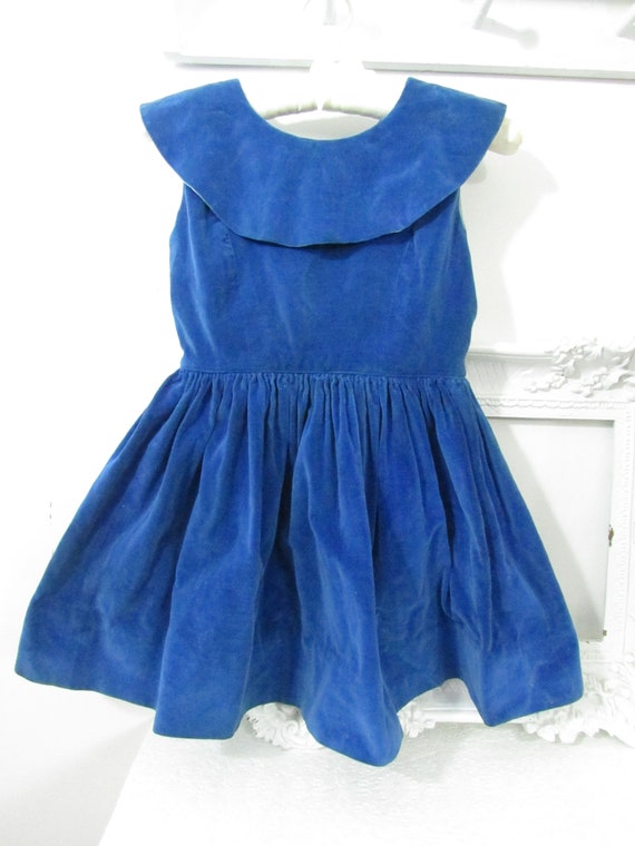 Red Velvet Childs Dress // 1960s Blue Velvet Chris