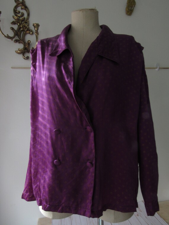 Purple Silk Pajama top - medium - image 2