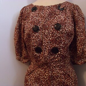 50s Wiggle dress in Animal big cat rayon Large Buttons Sexy image 2