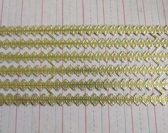 6 Strips of 8 inch Petite Gold Dresden Foil Border Edgings - Diecut Victorian style Scrapbook ephemera