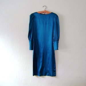 Royal Blue Silk Wiggle Dress. Vintage 1980s