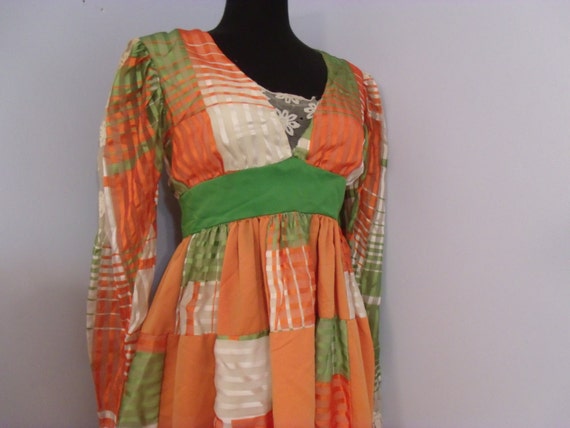 Boho Maxi Dress - 1970s Hippie Flower Child Gown