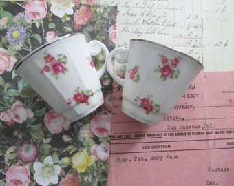 Vintage Rose Teacups. Demitasse Cup Set