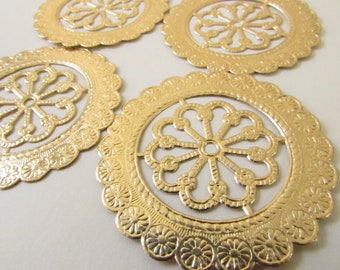 Vintage/Antique Gold Paper Foil Circle Frames - Dresden Victorian Scrap Diecut