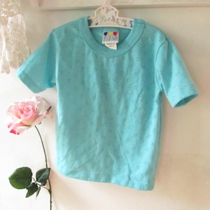 1980s Aqua blue teeshirt Toddler Fashion. 1980s Toddler