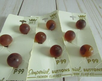 Set of Amber Colored Round Shank Buttons - Carded 1970s sweater/coat buttons