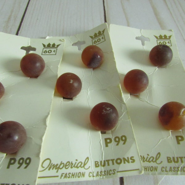 Set of Amber Colored Round Shank Buttons - Carded 1970s sweater/coat buttons