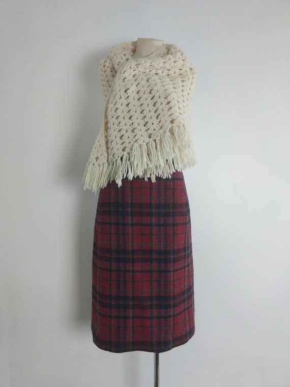 Vintage wool boucle skirt - classic wool plaid - image 6