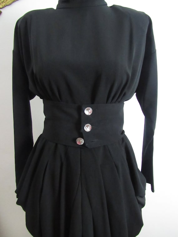 80s Vintage glam black party dress. size 9 - 10 - image 1