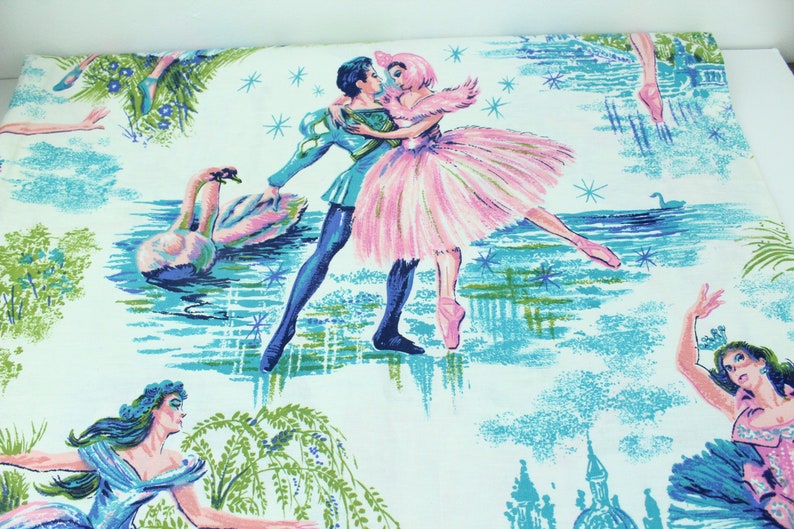 Vintage Swan Lake Fabric