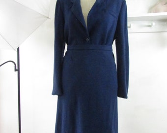 Vintage Soft Wool suit. Navy Blazer Suit by Hooper