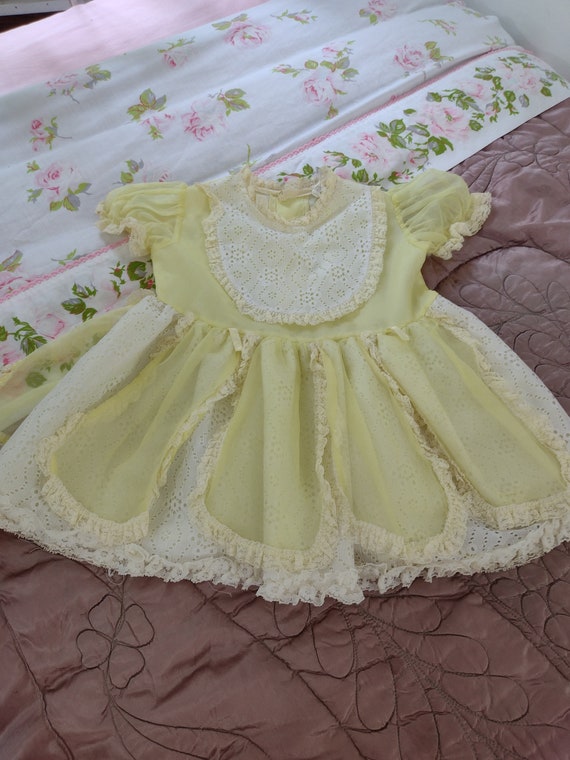 1950s Yellow Chiffon Birthday Dress Size 1T 2T