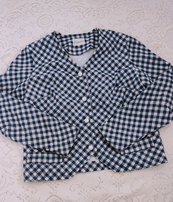 Cute Gingham Jacket - Blue Checked Lined