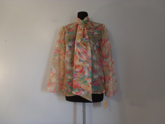 1980s Vintage Sheer Floral Bouse - image 2