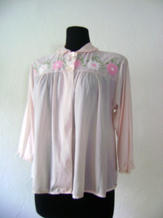 Vintage pink floral pajama top - size large - image 3