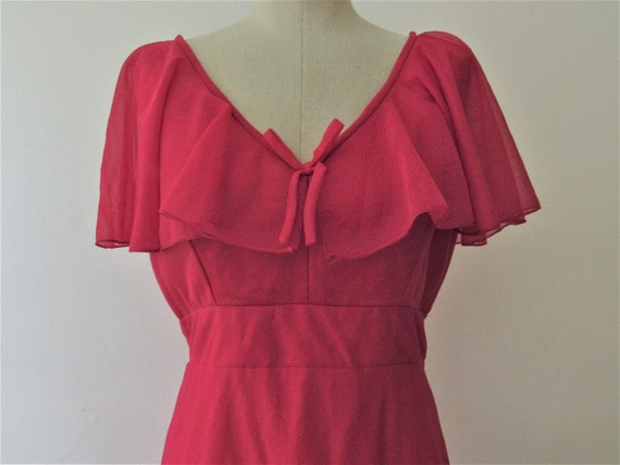 Chiffon Prom Gown / Hot Pink Ruffle bust Goddess … - image 1