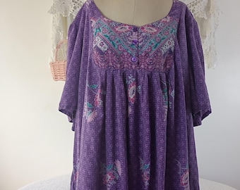 Vintage purple loose fit Indian block print dress. Size 34/36