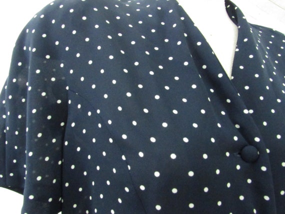 Navy blue elegant Polka Dot Shirtdress - - image 3