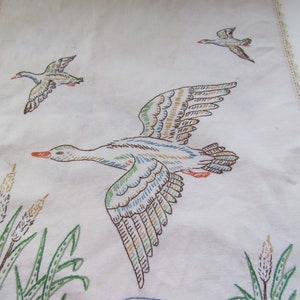 Vintage Duck embroidered table runner cute kitschy linen image 4