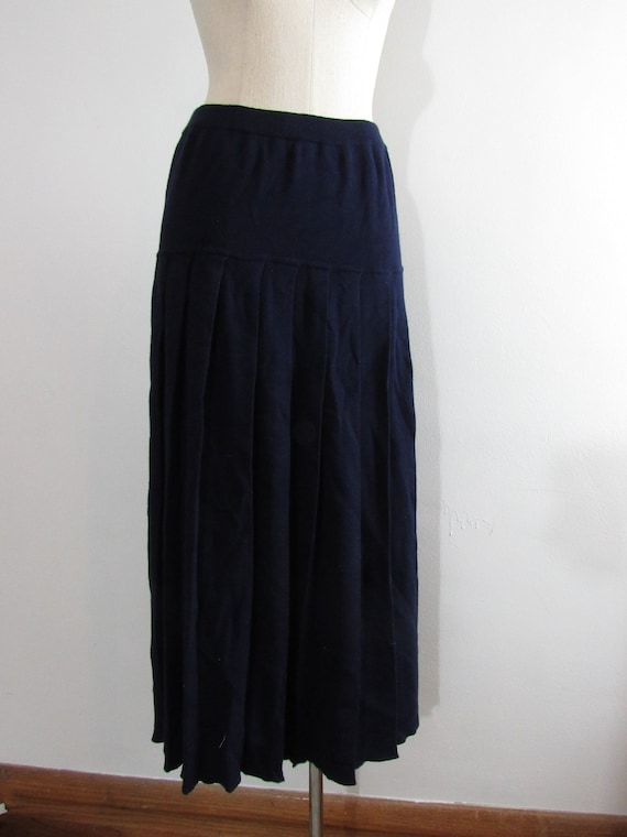 1990s Navy Blue sweater Knit Skirt. Medium/large … - image 2