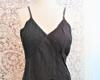 1940s Vintage black satin slip