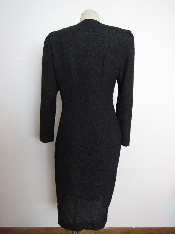 Black Leslie Fay dress - Button Front Secretary 1… - image 5