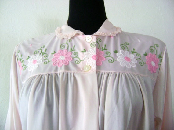 Vintage pink floral pajama top - size large - image 4