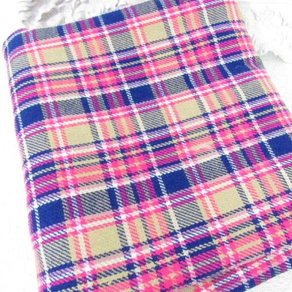 Vintage 1970s Plaid Pink fabric - 57" Wide