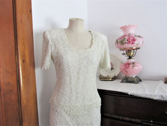 Vintage 1980s beaded white gown - Bling Dress - image 3