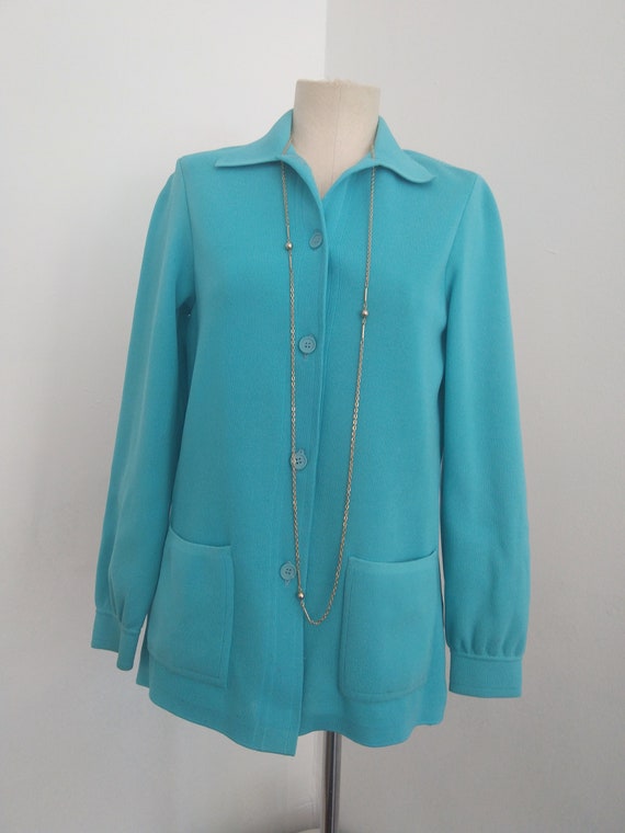 1970s Turquoise Blouse - image 3