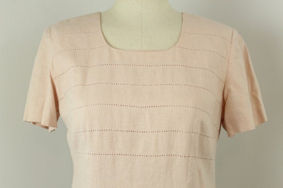 Pink LInen vintage 1980s dress - Resort Wear ligh… - image 3