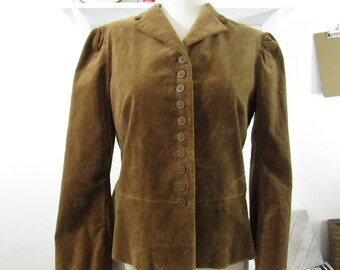 Vintage 2000s Victorian rider Jacket - Velveteen petite mocha brown Spring layering jacket